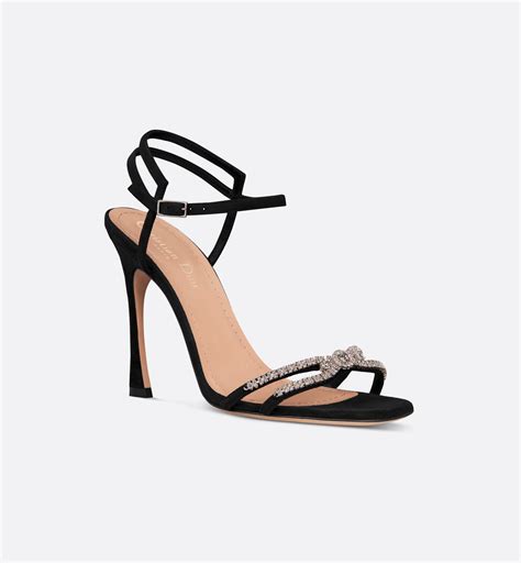 Dior Sunset Heeled Sandal Black Suede Calfskin and Silver 